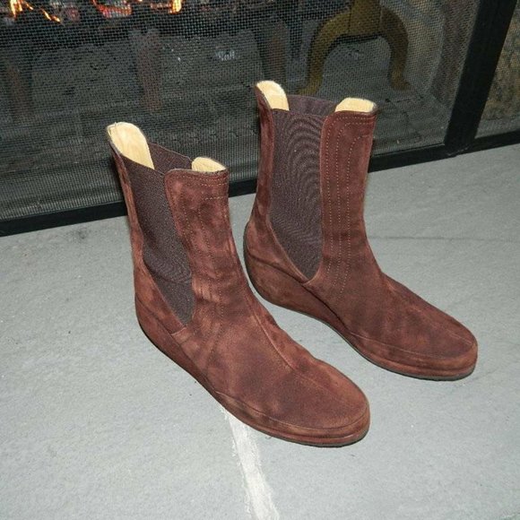 Stephane Kelain Paris Chocolate Brown Suede Wedge Ankle Boots Spain ,s8, EUC box - Picture 4 of 12